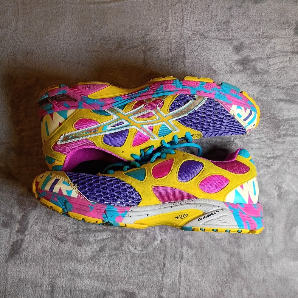 Asics Gel-Noosa Tri 7 Womens 9.5 Running Shoes Yellow Pink Purple T264N Neon